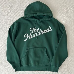 The Hundreds Script Slant Logo Pullover Green Hoodie Los Angeles Streetwear Sz L